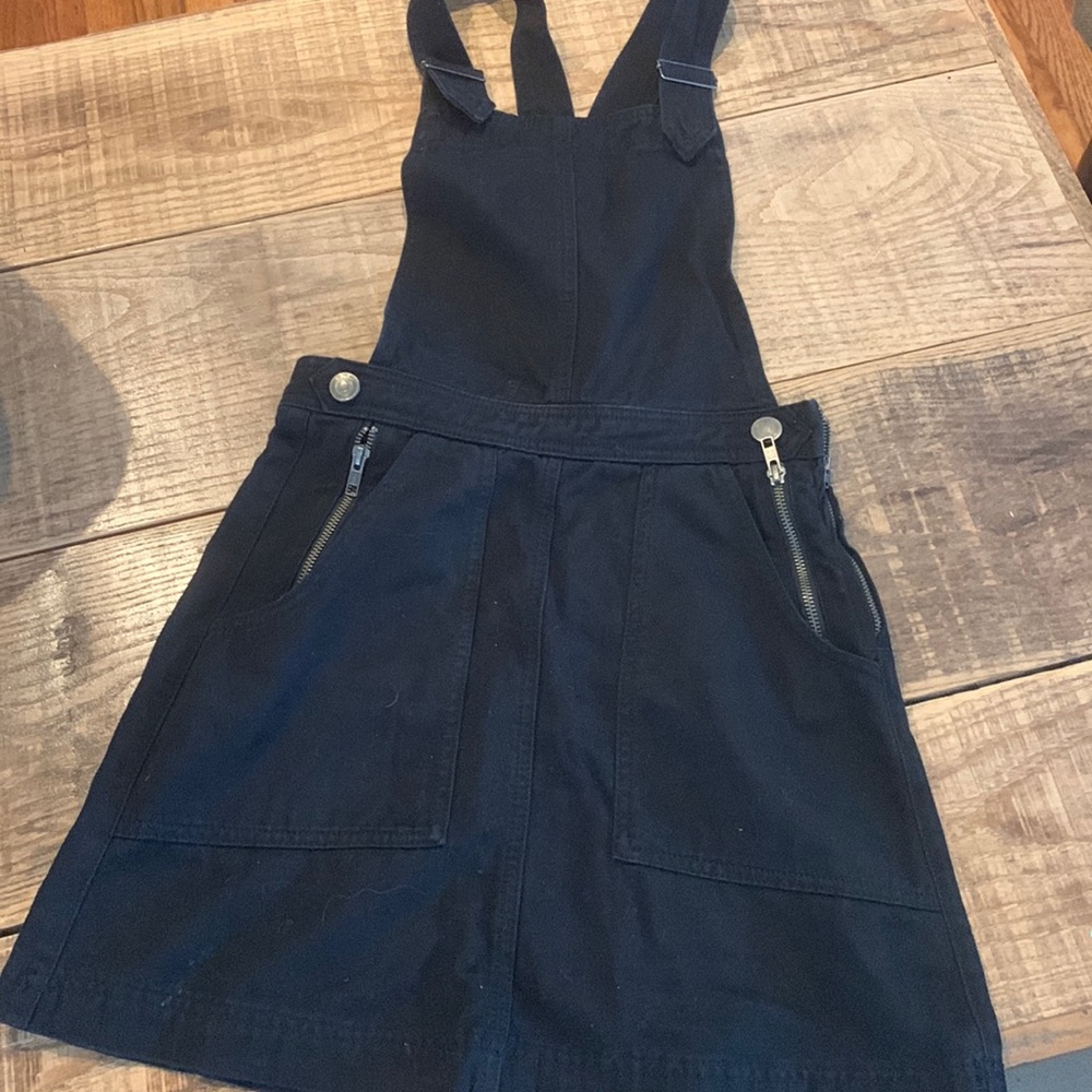 Cooperative black denim mini overalls, XS